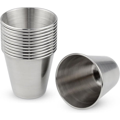 224007 - 12 gota çeliku inox, 30 ml, të ripërdorshme, për pirje, të forta, për restorante, ditëlindje, piknikë dhe dasma
