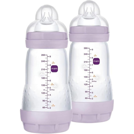 303265 - MAM Shishe Easy Start Anti-Kolik 260 ml (Set prej 2 copësh), Thithëse 2, Ngjyrë Vjollce