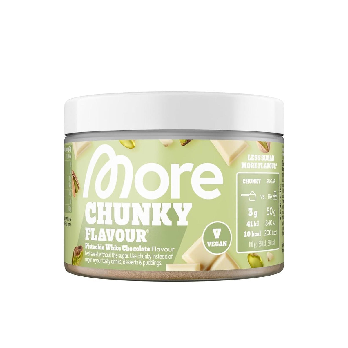 290223 - MË SHUMË Çokollatë e bardhë me fistikë, 150 g, vegane