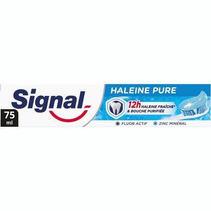 276007 - SIGNAL Pastë dhëmbësh Pure Breath, 12 orë frymëmarrje e freskët, 95% përbërës me origjinë natyrale, 75ml