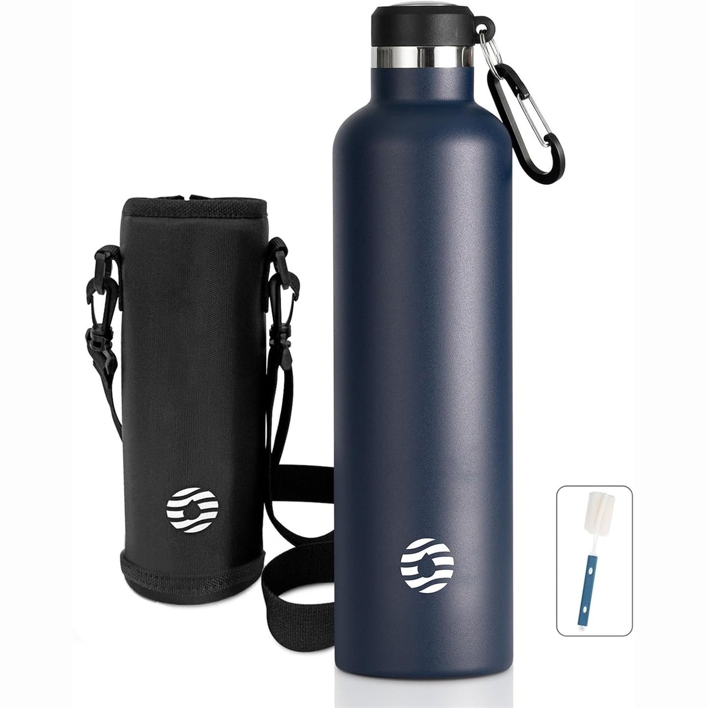270157 - Shishe uji prej çeliku inox FJbottle 1000 ml e izoluar me vakum me 2 kapakë, shishe sportive pa BPA dhe e papërshkueshme nga rrjedhjet, termos me grep karabinier për sporte/jashtë ambienteve/kamping/fitnes/yoga/shkollë