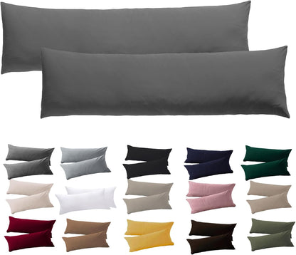 263384 - Soifox Mbulesë jastëku për të fjetur anësorë 40 x 145 - Set prej 2 mbulesash jastëkësh antracit me zinxhir, 100% rezistente ndaj mikrofibrave dhe hipoalergjike