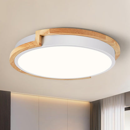 239703 - WOKNOS Llambë Tavani Ndriçuese 30cm, Llambë LED 24W me Dru për Dhomë Gjumi, Dhomë Ndenjeje, Kuzhinë, Korridor, Dhomë Ngrenie 4000K