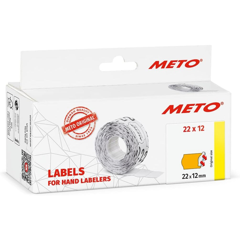 269179 - METO Etiketa për etiketues dore (22x12 mm, 1 rresht, 6,000 copë, portokalli fluoreshente, të përhershme)