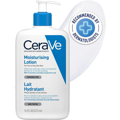 317399 - CERAVE Losion Hidratues për Trupin dhe Fytyrën, 473 ml, për lëkurë të thatë deri në shumë të thatë, hidratim 24 orësh, Acid Hialuronik + 3 Ceramide, teksturë e lehtë, pa parfum, jo-komedogjenike