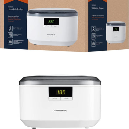 292759 - GRUNDIG Pastrues ultrasonik UC 6620, pastrim ultrasonik me efikasitet të lartë, rezervuar uji 500 ml, fuqi 50W, mbajtëse ore e integruar, e bardhë