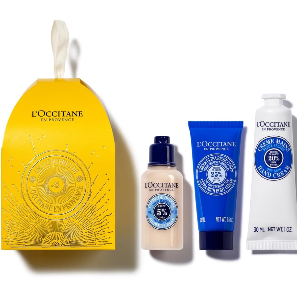 300942 - L'OCCITANE Set Dhuratash për Krishtlindje me Gjalpë Shea - Krem Dushi 250ml, Krem Ultra i Pasur për Trupin 200ml, Krem Duarsh 30ml