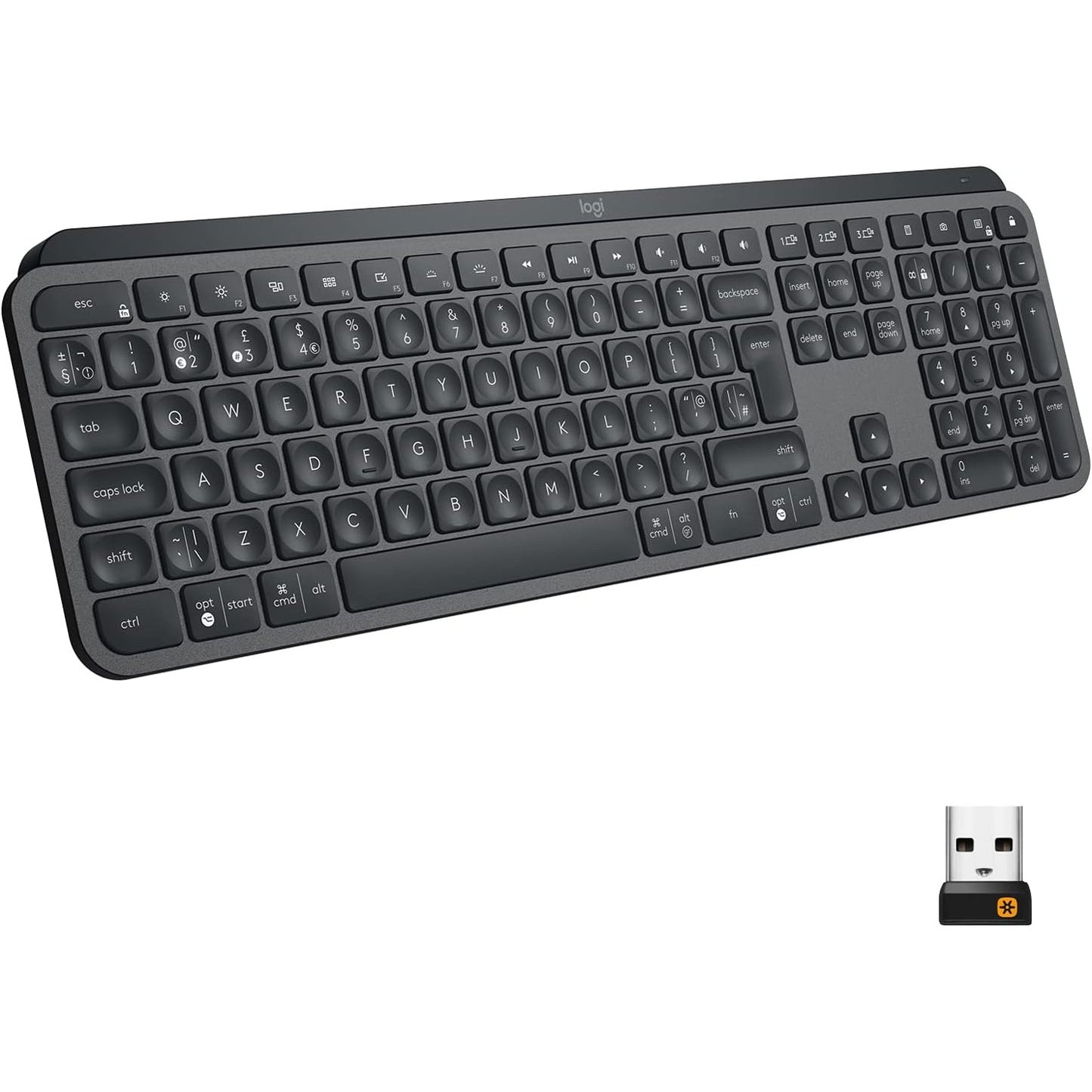 272787 - LOGITECH MX KEYS Tastierë pa tel, marrës Bluetooth dhe USB, lidhje USB-C, jetëgjatësi baterie 5 mujore, funksion ndërrimi i lehtë, taste me ndriçim nga prapa, PC/Mac, QWERTZ - grafit