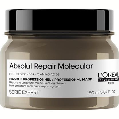 298277 - L'OREAL PROFESSIONNEL Maska Riparuese Molekulare Absolut Repair, 150 ml, riparon 2 vjet dëmtime në një aplikim, fuqi +94%, butësi +85%.