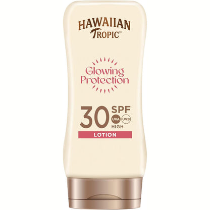 317979 - HAWAIIAN TROPIC - Locion Mbrojtës me Ndriçim, Krem Dielli SPF 30, 180 ml - Mbrojtje UVA + UVB - Aromë Tropikale - me Gjalpë Shea - Rezistent ndaj Ujit - Vegan