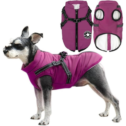 201289 - VOARGE Xhaketë Dimërore për Qen të Vegjël, E papërshkueshme nga uji, Material i lahet në lavatriçe, Dizajn me Vija Reflektuese dhe Unazë D e Qëndrueshme, Madhësia M (Vjollcë)