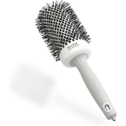 316839 - OLIVIA GARDEN Furçë Expert Blowout Shine, e bardhë dhe gri, 55 mm, furçë qeramike e rrumbullakët antistatike për floke me shkëlqim