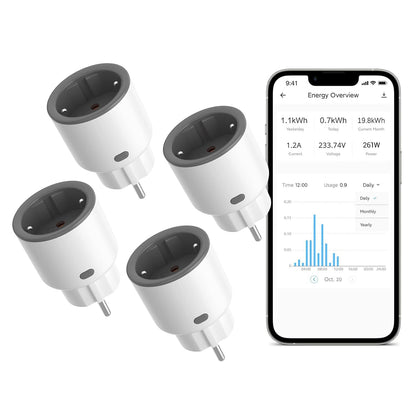 270112 - Prizë WiFi SONOFF S60TPF 16A 4000W me Matje Rryme, Prizë Inteligjente, Pako me 4, Mbrojtje nga Mbingarkesa, Kontroll Zëri, E pajtueshme me Alexa/Google Home (WiFi 2.4G)