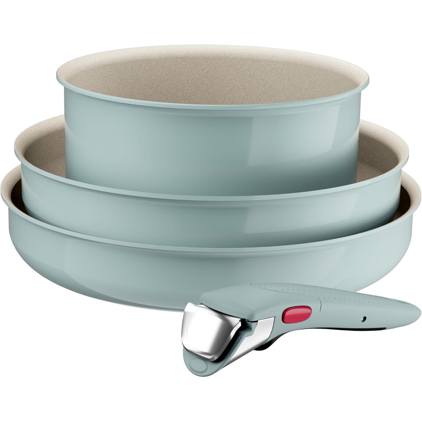 217101 - TEFAL Ingenio Serenity Bateri Kuzhine 4 copë, Veshje Jo-ngjitëse, Dorezë e Sigurt e Lëvizshme, Dizajn i Stivueshëm, L8284S04