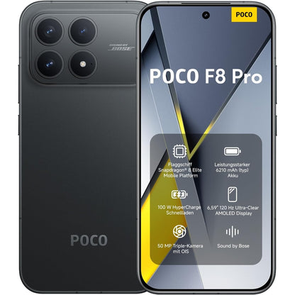 319273 - XIAOMI Smartphone Poco F8 Pro, 12+256 GB, Android, Ekran AMOLED 6.59" 120Hz, Kamera e trefishtë 50MP me lente telefoto 60 mm, Tingull nga Bose, 6210mAh, E zezë