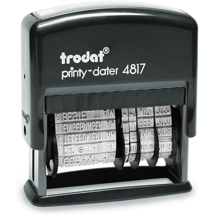 266929 - TRODAT Vulosje date Printy 4817, gjermanisht, 12 tekste zyre, shtypje 47x4 mm, jastëk boje i zi, vetë-lyerje