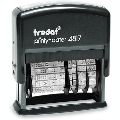 266929 - TRODAT Vulosje date Printy 4817, gjermanisht, 12 tekste zyre, shtypje 47x4 mm, jastëk boje i zi, vetë-lyerje