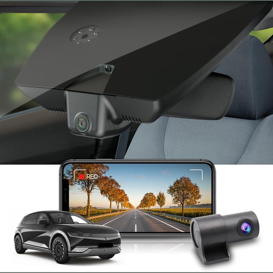 266022 - FITCAMX Kamera e Dashit Përpara dhe Pasme 2160P+1080P, e përputhshme me Hyundai IONIQ 5 2022-2024, video OEM 4K WiFi, regjistrim loop, sensor G, kamera WDR, kartë 128GB