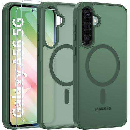 295328 - MBULESE OPKIEGRN për Samsung Galaxy A56 5G, Pajtuese me MagSafe, Mbrojtje Ushtarake, Jeshile e Errët
