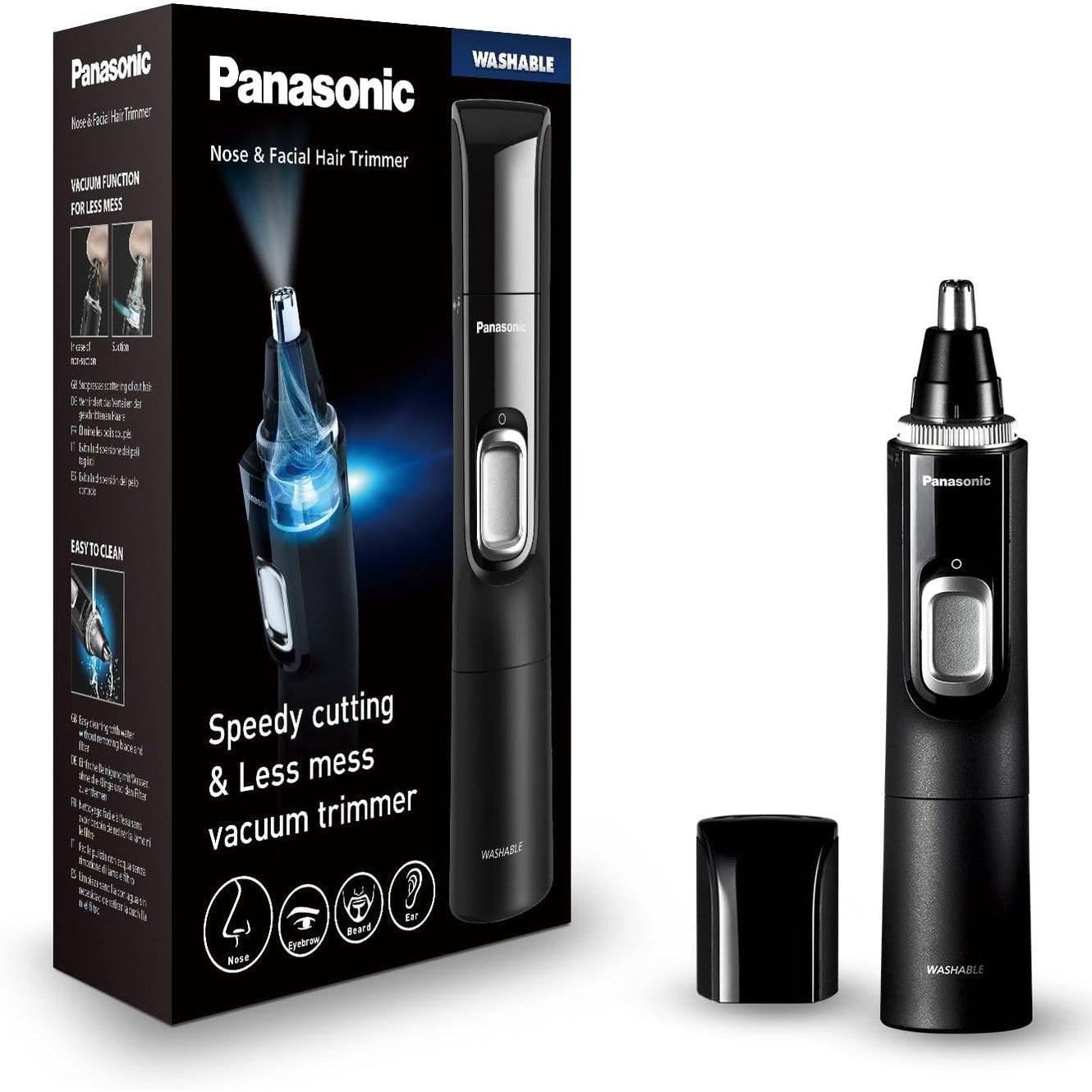 275266 - PANASONIC Makinë prerëse qimesh për hundë ER-GN300-K503 për burra, makinë rroje elektrike premium, rezistente ndaj ujit, me bateri, e zezë