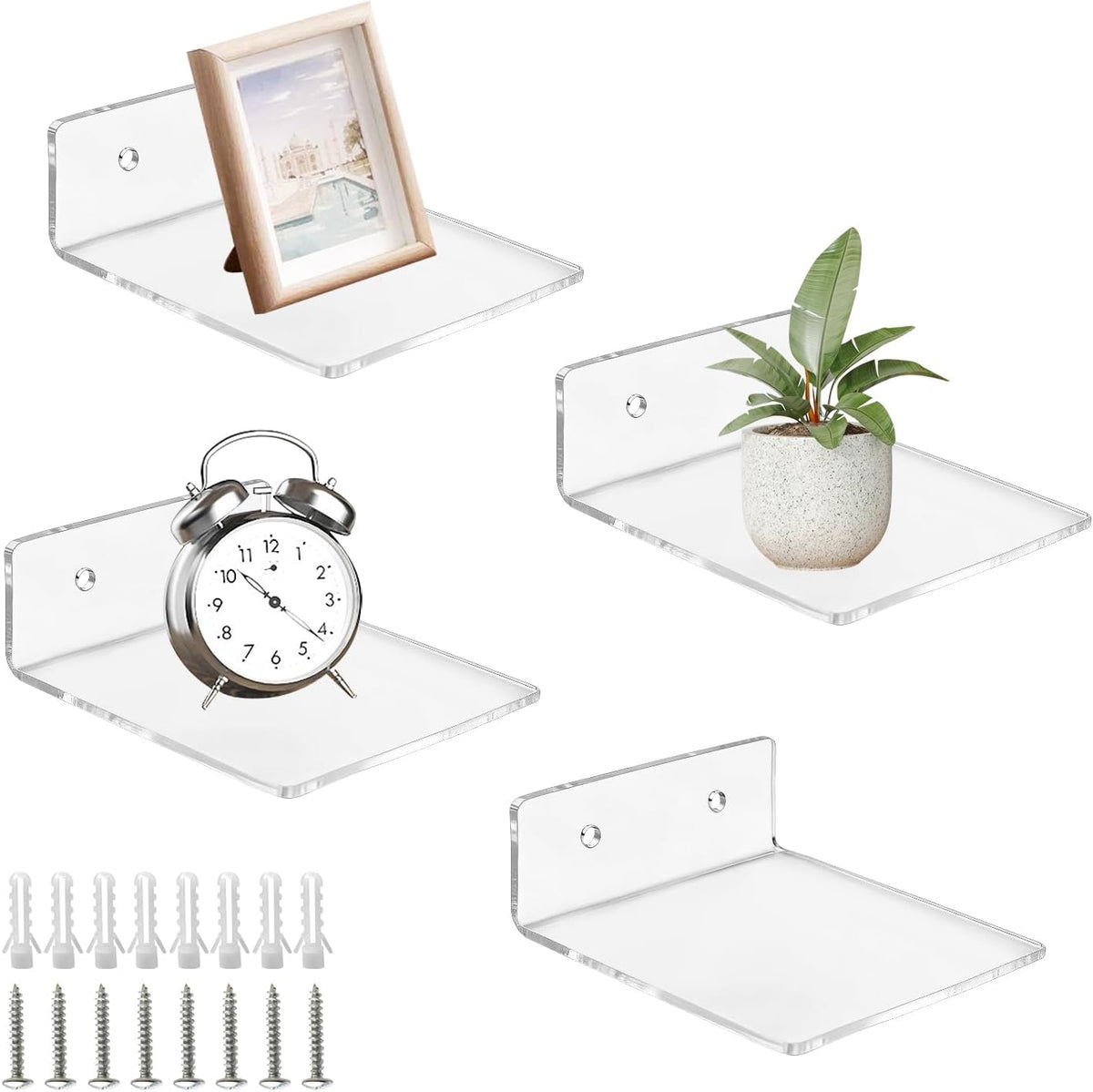 314500 - 4x Raft Muri Akrilik Transparent 10x10x3.5cm me Vida