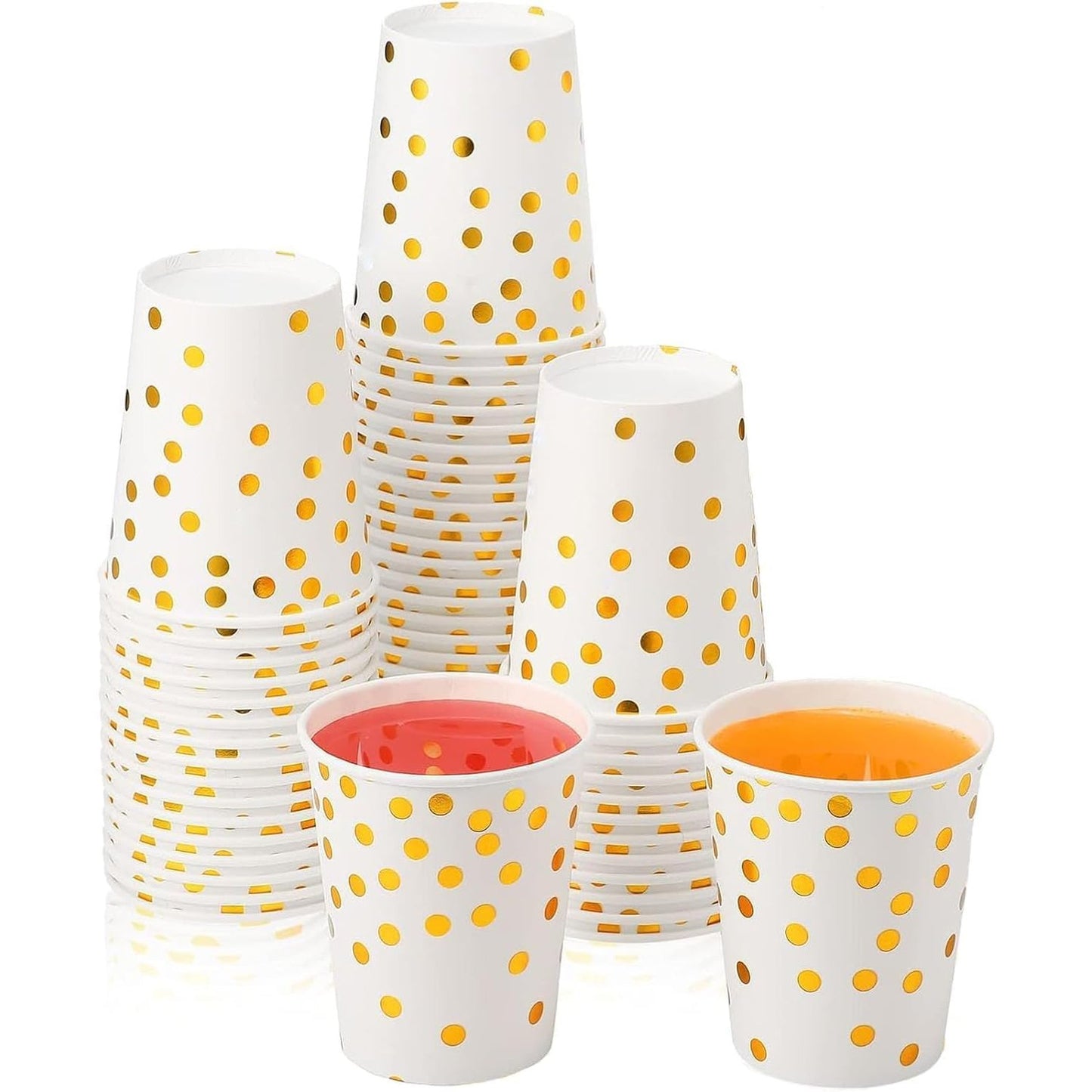162885 - RIVERHIGHFUR - Gota Letër Biodegraduese 250ml, Set 100 copë, me Pika të Arta, Idealë për Festa, Ditëlindje, Dasma