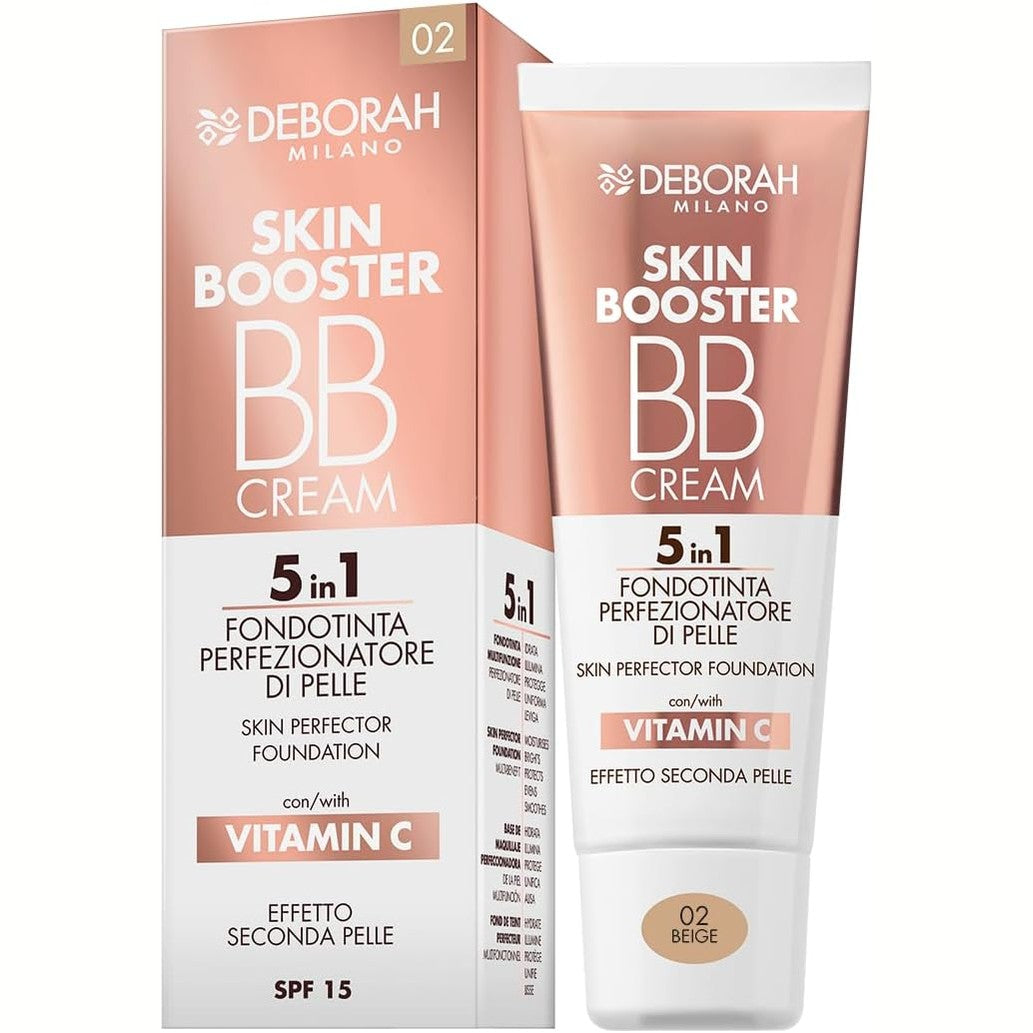 321908 - DEBORAH MILANO - BB Cream Skin Booster 5 në 1 SPF 15, Krem për fytyrën Nr. 02 Bezhë, 30 ml