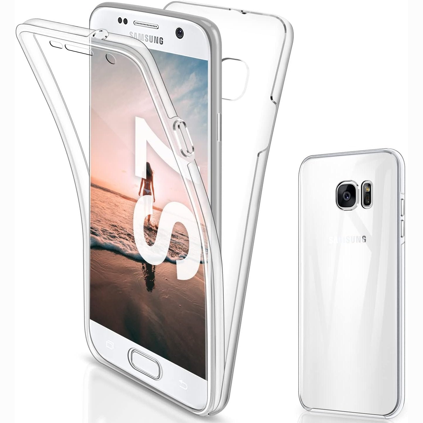 267306 - SOGUDE Mbrojtëse transparente prej silikoni TPU për Samsung Galaxy S7, Mbrojtëse 360 gradë