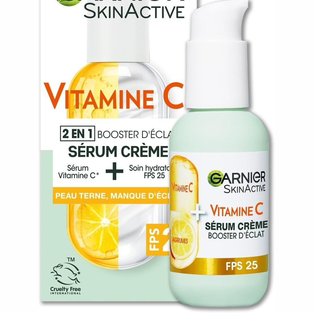 302447 - GARNIER Skin Active - Serum 2-në-1, Hidratim dhe shkëlqim 72-orësh, SPF 25, 50 ml