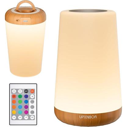 186275 - UPXNBOR Llambë LED pa Tel për pranë Shtratit, Rikarikuese USB, me 13 Ngjyra RGB e Zbehtë dhe 4 Mënyra, Kontrollues me Telekomandë, Kohëmatës dhe Grep, Dritë Natë Portative për Dhomën e Gjumit, Dhomën e Fëmijëve, Dhomën e Ndenjes