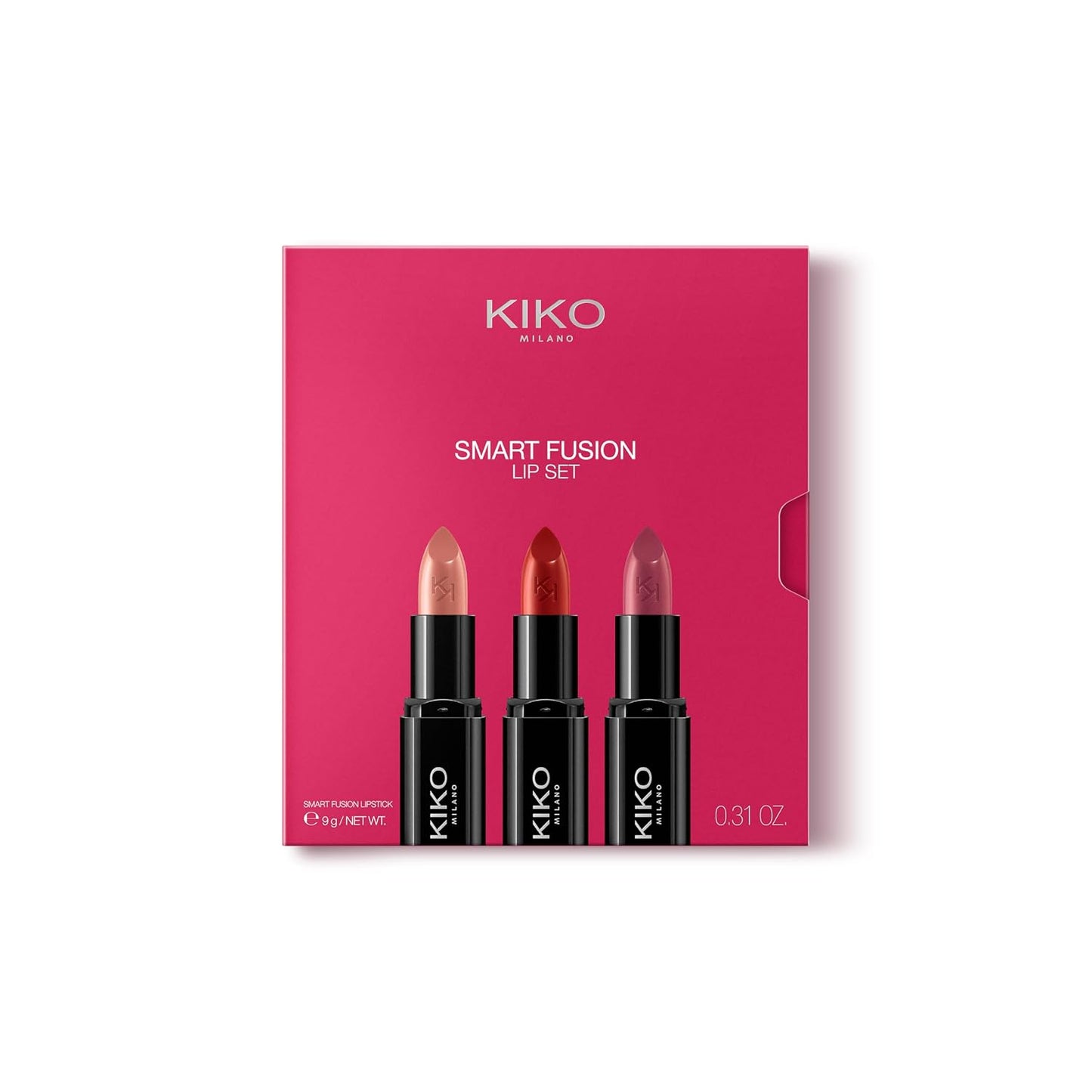 321717 - KIKO MILANO Smart Fusion Lip Set 02, Set buzësh me 3 buzëkuq me përfundim të shndritshëm