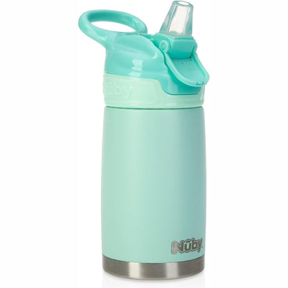 318045 - NUBY Reflex Flip-it Shishe Uji 300 ml, Çelik Inoks i Izoluar, I papërshkueshëm nga rrjedhjet, Ngjyrë Bruz, Për Udhëtime dhe Dalje, 18+ Muaj