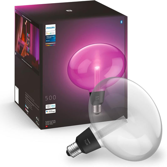 183058 - PHILIPS Hue White and Color Ambiance, llambë dekorative Ellipse E27, pajisje Bluetooth, e kompatueshme me Alexa, Google Assistant dhe Apple HomeKit