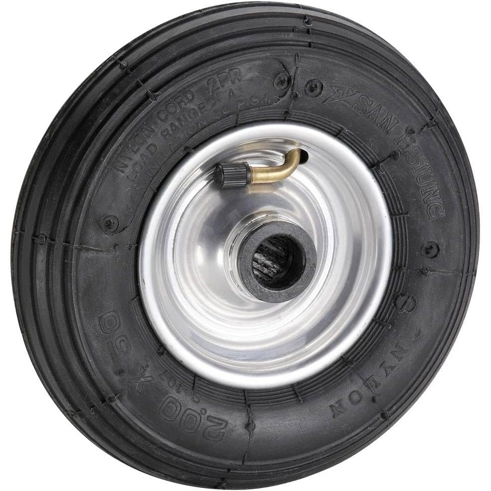 322682 - DÖRNER + HELMER - Rrotë pneumatike 200 mm x 50 mm x 20 mm, kapacitet ngarkese 75 kg, bosht 60 mm, për kamionë dore, rrotë çeliku, kushineta me rul