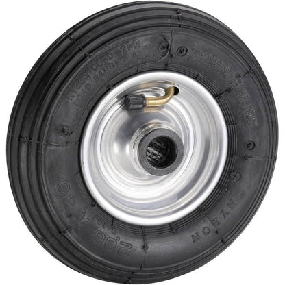 322682 - DÖRNER + HELMER - Rrotë pneumatike 200 mm x 50 mm x 20 mm, kapacitet ngarkese 75 kg, bosht 60 mm, për kamionë dore, rrotë çeliku, kushineta me rul