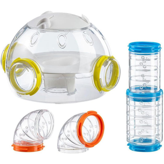 222435 - FERPLAST Set tubash për hamsterë, 4 copë, përfshin modulin e strehimit dhe tunele me vrima ventilimi