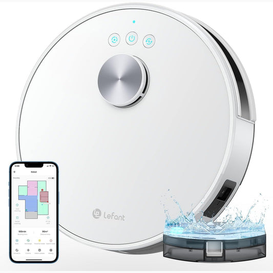160529 - LEFANT M1 Fshesë Robotike me Thithje dhe Pastrim 4000 Pa (navigim me lazer, hartëzim shumëfazor, zona të ndaluara, kontroll me aplikacion Alexa), ideale për qime kafshësh shtëpiake dhe dysheme të forta