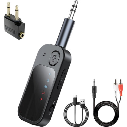 295309 - MARRËS Transmetues Bluetooth 5.4, Transmetues Bluetooth pa tel 2-në-1, Mbështet 2 AirPods/Kufje, Marrës Audio për TV, Stereo Shtëpie, Kufje, Altoparlantë, Laptop, Audio Makine