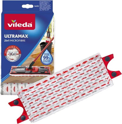 248398 - VILEDA Mbushëse mikrofibre Ultra Max 2-në-1, e bardhë dhe e kuqe, 1 njësi (Pako me 1 copë)