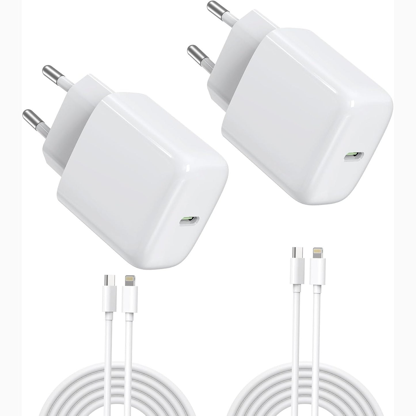 268788 - DEESOOCO Karikues 25W USB-C, Adaptor energjie USB-C, Karikues i shpejtë PD3.0 për iPhone 17/16/15/14/13/12, iPad, Samsung Galaxy S25/S24/S23/S22/Note20 (2 porta + kabllo karikimi)