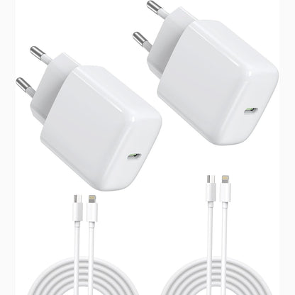 268788 - DEESOOCO Karikues 25W USB-C, Adaptor energjie USB-C, Karikues i shpejtë PD3.0 për iPhone 17/16/15/14/13/12, iPad, Samsung Galaxy S25/S24/S23/S22/Note20 (2 porta + kabllo karikimi)