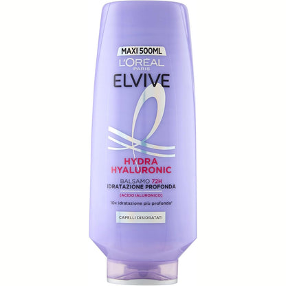 308306 - L'ORÉAL ELVIVE Balsam hidratues për flokë të thatë dhe të zbehtë, 500 ml, i pasuruar me acid hialuronik, deri në 72 orë hidratim