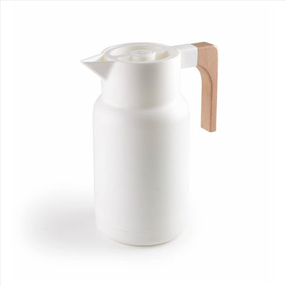 227717 - LACOR - 62599 - Enë termike prej druri të bardhë, Termos për lëngje, Mban të ftohtë dhe të nxehtë, Material: Polipropilen, Mur i dyfishtë me shtresë të brendshme qelqi, Kapak i izoluar, Kapaciteti: 1 L, E bardhë