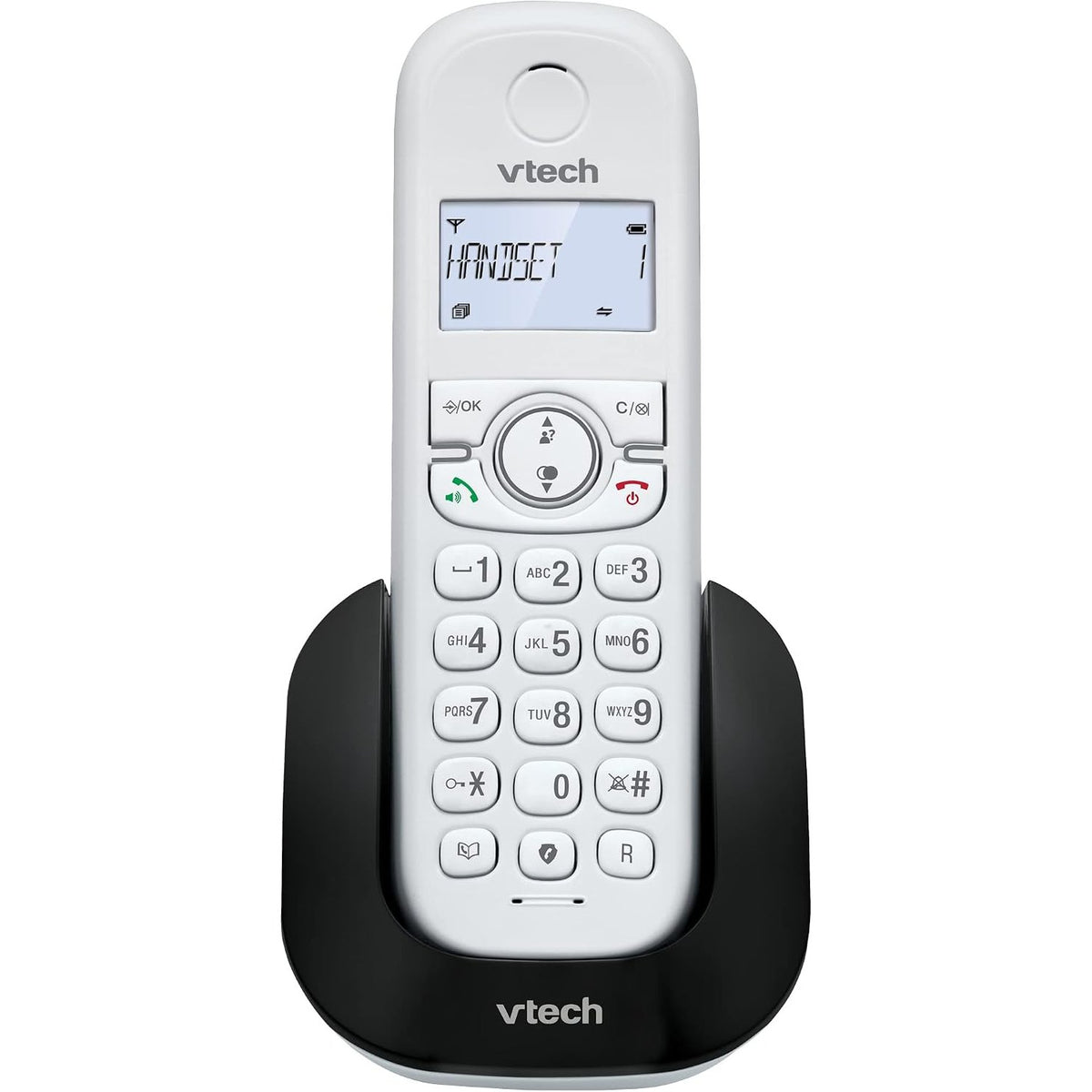 296031 - DECT VTech CS1500 Telefon pa tel me karikim të dyfishtë, bllokim thirrjesh, identifikim thirrësi, altoparlant pa duar, ekran me ndriçim nga prapa dhe tastierë