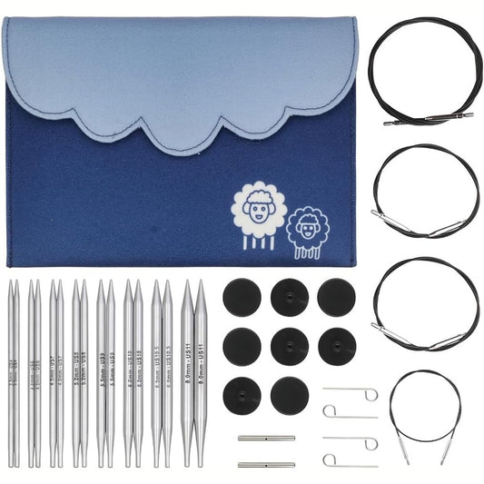 217308 - KnitPro Maja rrethore e gjilpërave të ndërrueshme, set luksoz, AmazonNl/33EZAva Metal, 3.50-8.00 mm