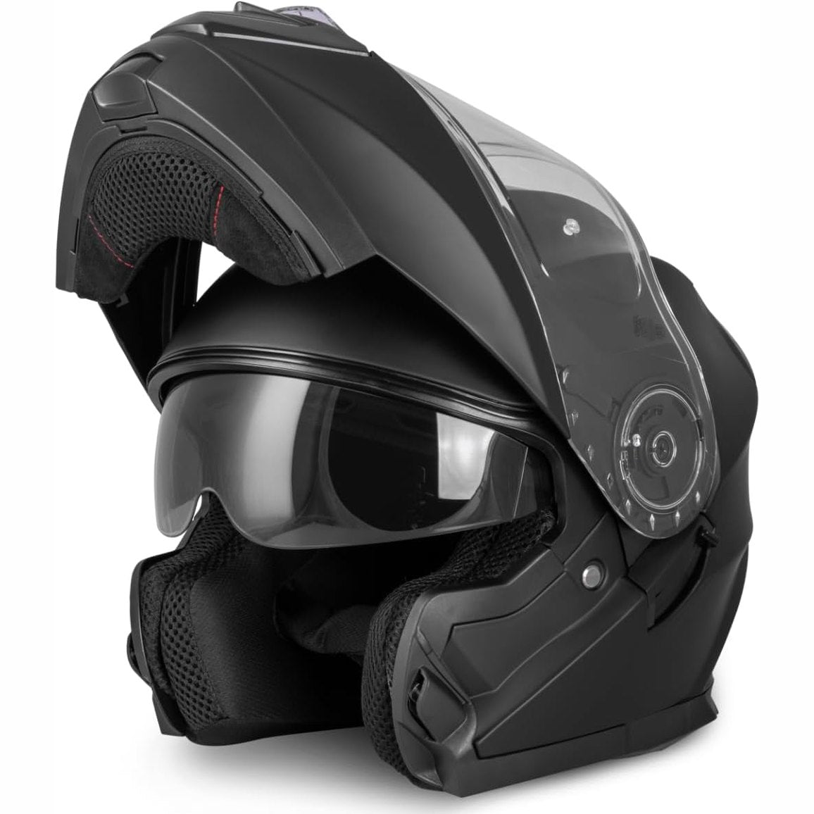 312751 - VINZ SANTOS HELMETË MODULARE ME VIZKË DIELLI - E MIRATUAR ECE 22.06, PËRPUTHSHME ME PINLOCK, MOTOÇIKLETE PËR FYTYRËN E PLOTË, MADHËSITË XS-XXL - E ZEZË MAT