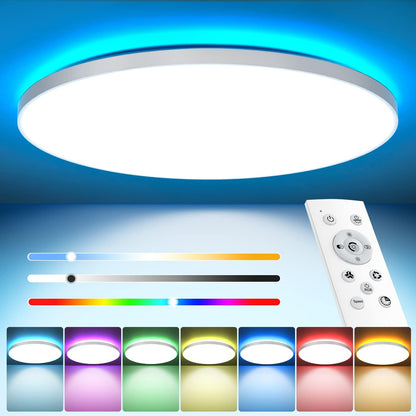246276 - LLAMBË TAVANI LED ME ERRËSIM DHE TELEKOMANDË, 24W RGB, 3000K-6500K, 2400LM, PËR DHOMË GJUMI, KUZHINË, DHOMË NDENJEJE