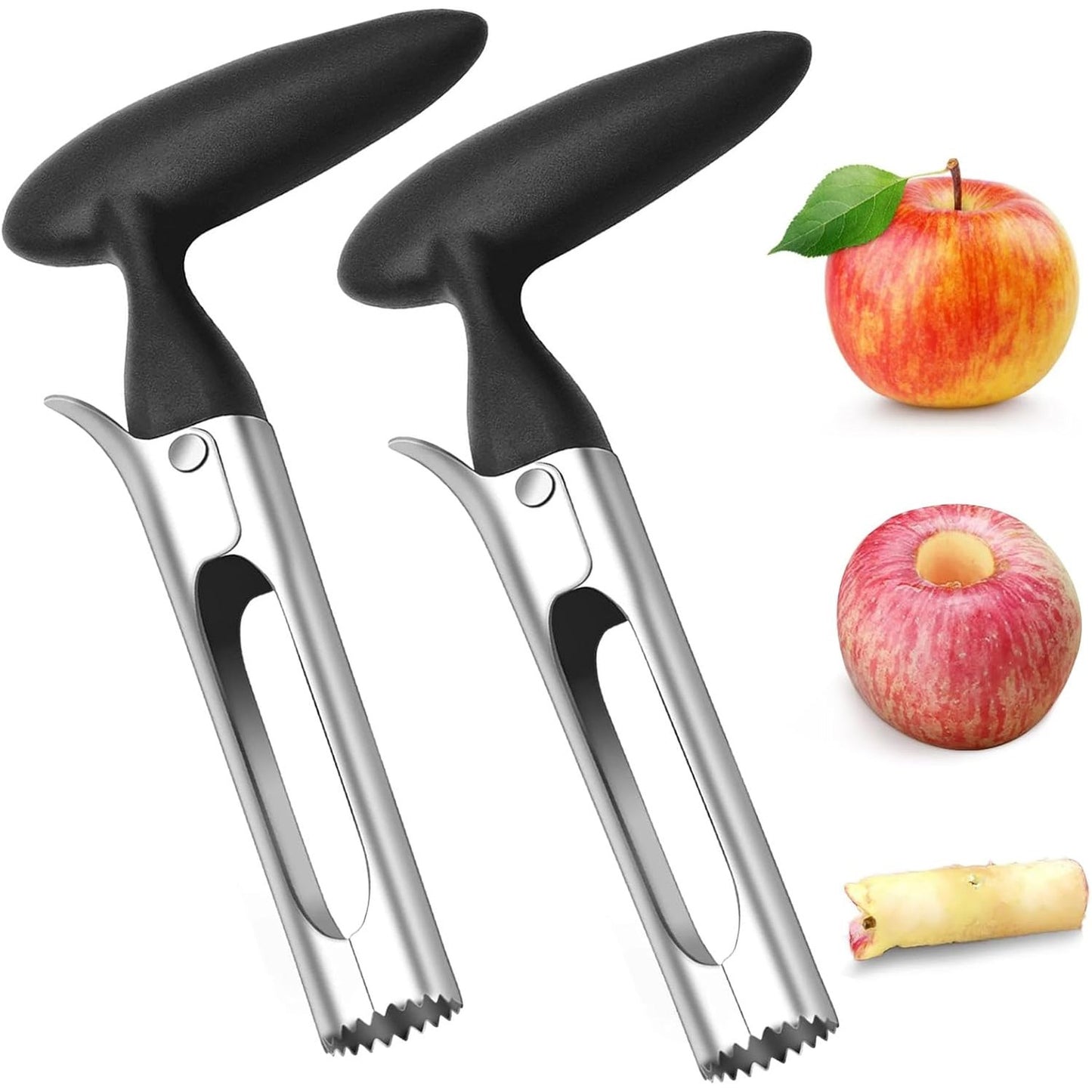 186877 - DIOMPIRUX Premium Heqës Bërthame Molle me 2 Pjesë, me The të Mprehtë të Dhëmbëzuar, Dorëza Ergonomike e Pjerrët nga Çeliku Inox, Aksesorë Kuzhine, e Zezë