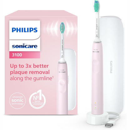 315586 - PHILIPS Furçë dhëmbësh elektrike Sonicare 3100, kontroll presioni, kohëmatës, çantë udhëtimi, Sugar Rose, HX3673/11