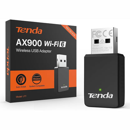 320487 - TENDA Çelës WiFi AX900, Adaptor USB WiFi për PC, Dongle WiFi, Dual Band 5G/2.4G, Soft-AP, MU-MIMO, Pajtueshëm me Windows 7/10/11, Model U11